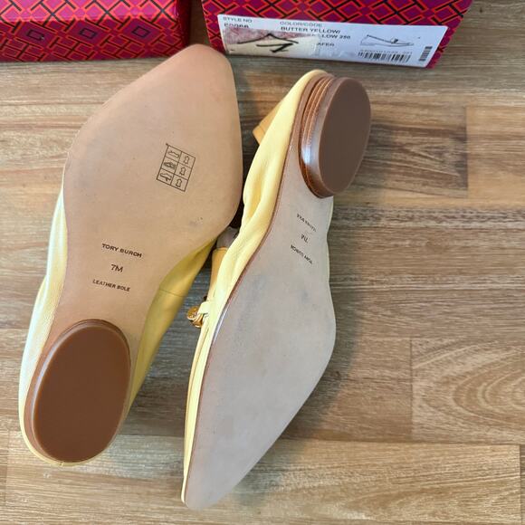 Tory Burch Loafer Butter Yellow Gold Size 7 Preppy Old Money Baddie Mob Wife NIB - Picture 7 of 8